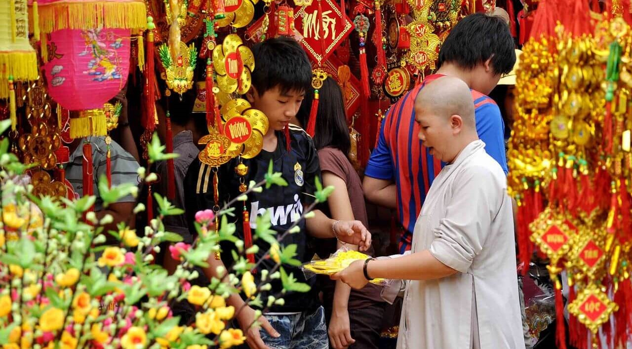 Shopping on Market Place Before Lunar New Year